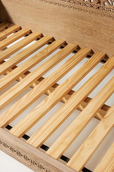 Hand Carved Canopy Style Solid Wooden Daybed / OutDoor Seating – handcrafted solid wood furniture