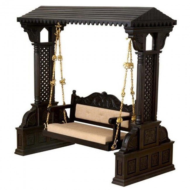 Hand Carved Elephant Design Swing – handcrafted solid wood furniture