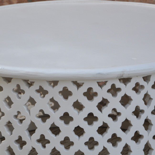 Hand Carved Floral Round Coffee Table – handcrafted solid wood furniture