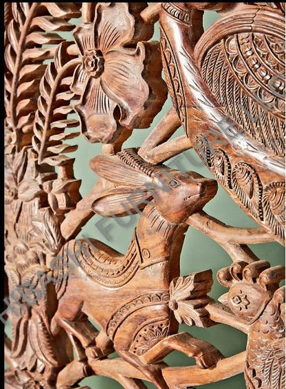 Hand Carved Indian Shajahan Bed Frame Indian Bed bedside - HF Commercial Furniture