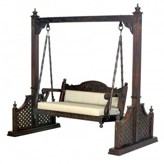 Hand Carved MUGHAL Design Swing by Hibashi Furniture – handcrafted solid wood furniture made in India