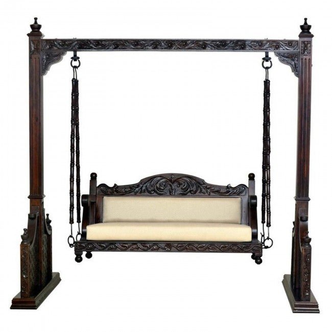 Hand Carved MUGHAL Design Swing – handcrafted solid wood furniture