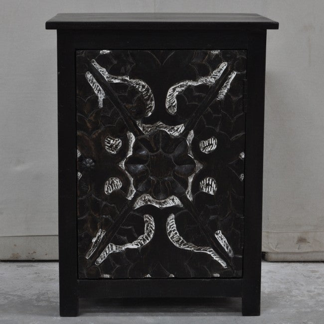 Hand Carved of Bedsides, solid wooden bedside table by Hibashi Furniture – handcrafted solid wood furniture made in India