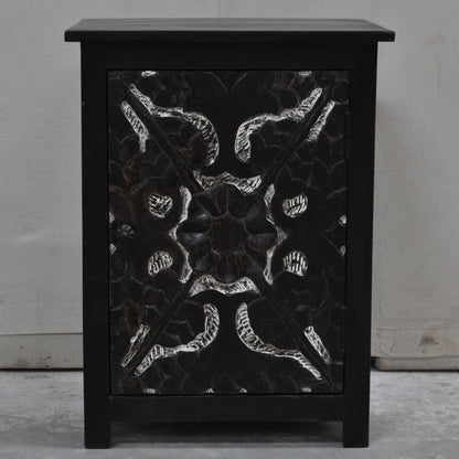 Hand Carved of Bedsides, solid wooden bedside table by Hibashi Furniture – handcrafted solid wood furniture made in India