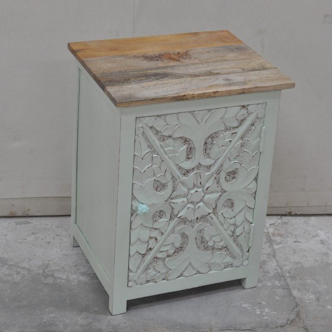 Hand Carved Pair of Bedsides, solid wooden bedside by Hibashi Furniture – handcrafted solid wood furniture made in India