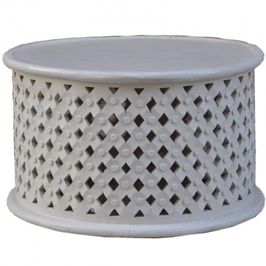 Hand Carved Round Coffee Table by Hibashi Furniture – handcrafted solid wood furniture made in India