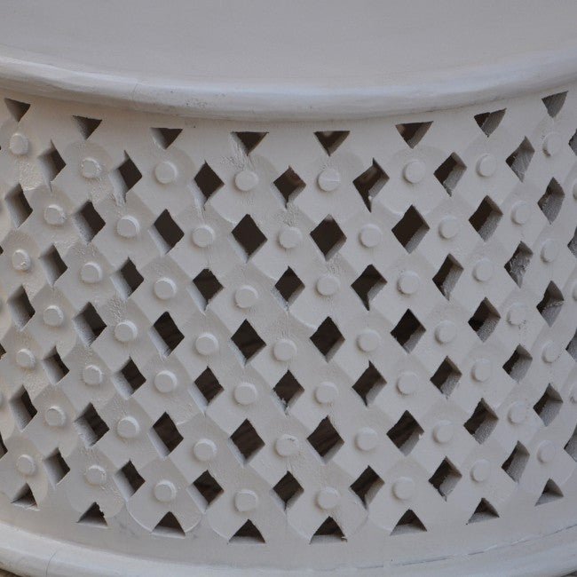 Hand Carved Round Coffee Table – handcrafted solid wood furniture