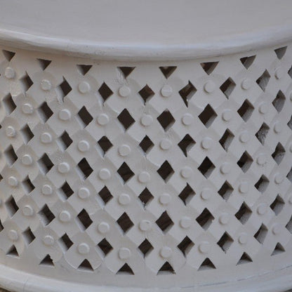 Hand Carved Round Coffee Table – handcrafted solid wood furniture