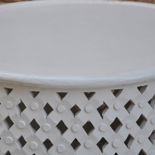 Hand Carved Round Coffee Table by Hibashi Furniture – handcrafted solid wood furniture made in India
