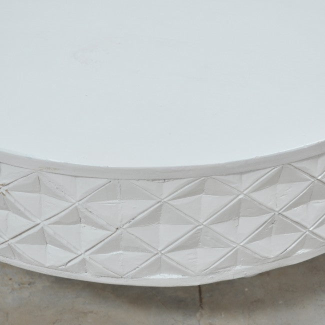 Hand Carved Round Coffee Table with Legs – handcrafted solid wood furniture