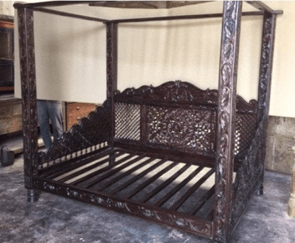 Hand Carved Solid Wooden Canopy Daybed / Hand Made Daybed – handcrafted solid wood furniture