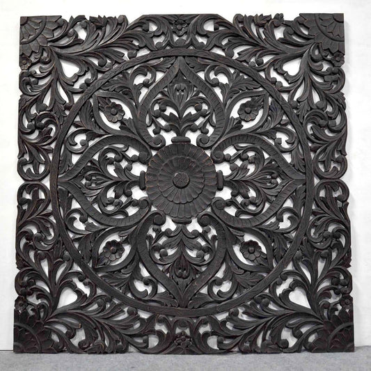 Hand Carved Wall Panel/Bedhead by Hibashi Furniture – handcrafted solid wood furniture made in India