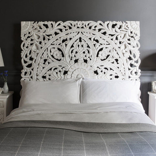 Hand Carved Wooden Bedhead and headboard by Hibashi Furniture – handcrafted solid wood furniture made in India