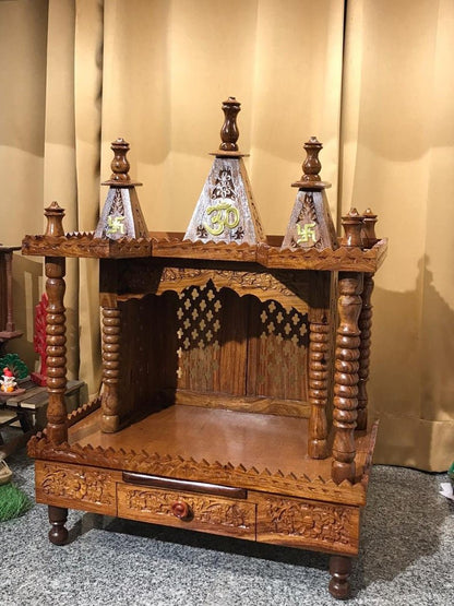 Hand Carved wooden Temple / Puja Ghar / Hand Made Indian Temple by Hibashi Furniture – handcrafted solid wood furniture made in India