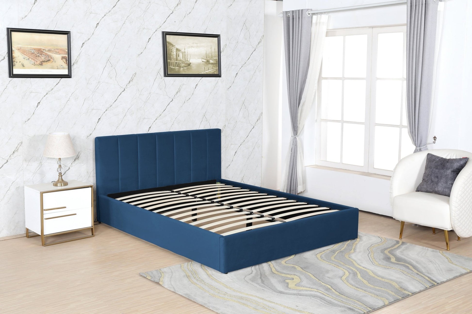 HF1505 Upholstered Bed Frame by Hibashi Furniture – handcrafted solid wood furniture made in India
