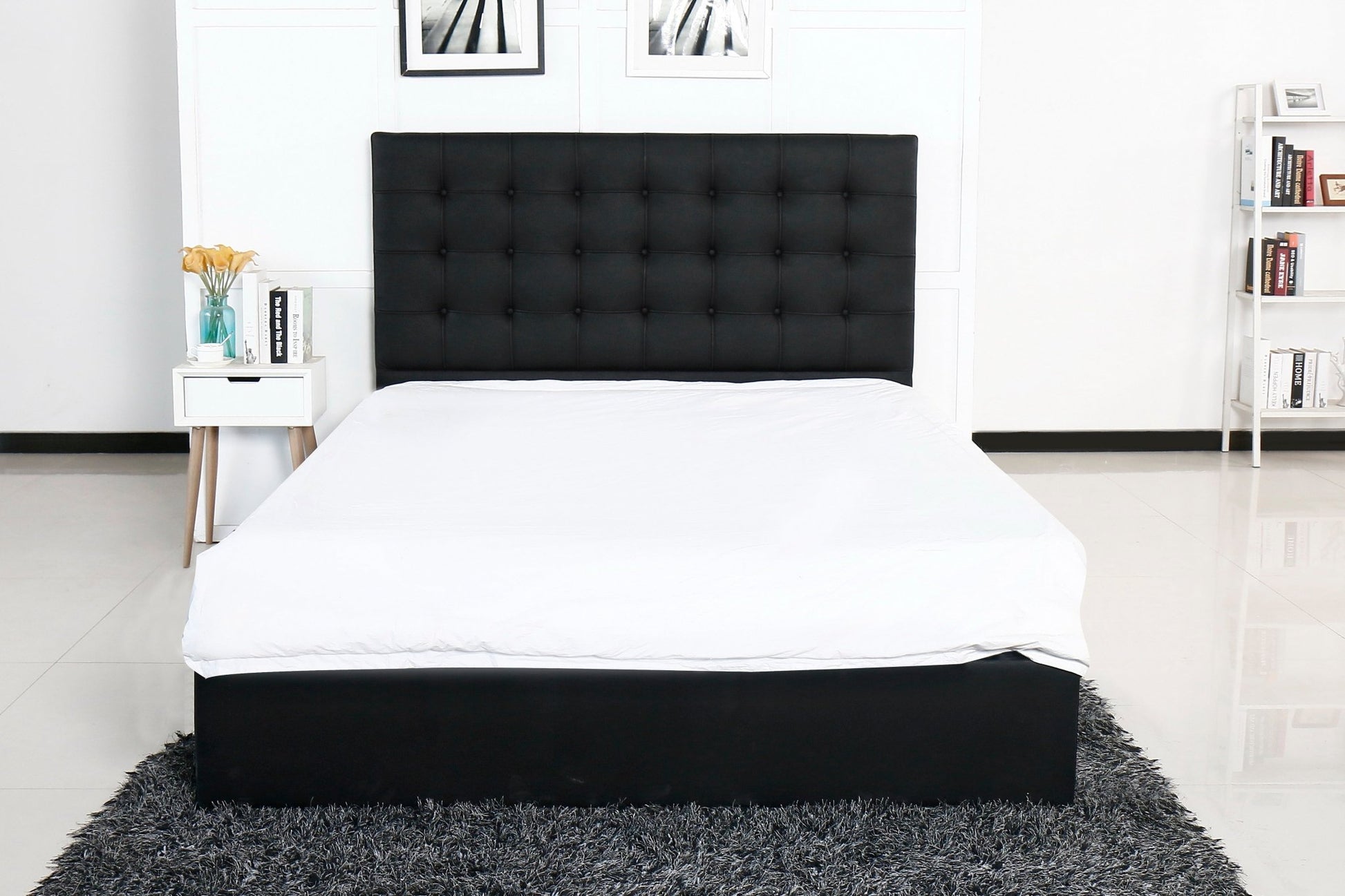 HF1523 Upholstered Bed Frame by Hibashi Furniture – handcrafted solid wood furniture made in India