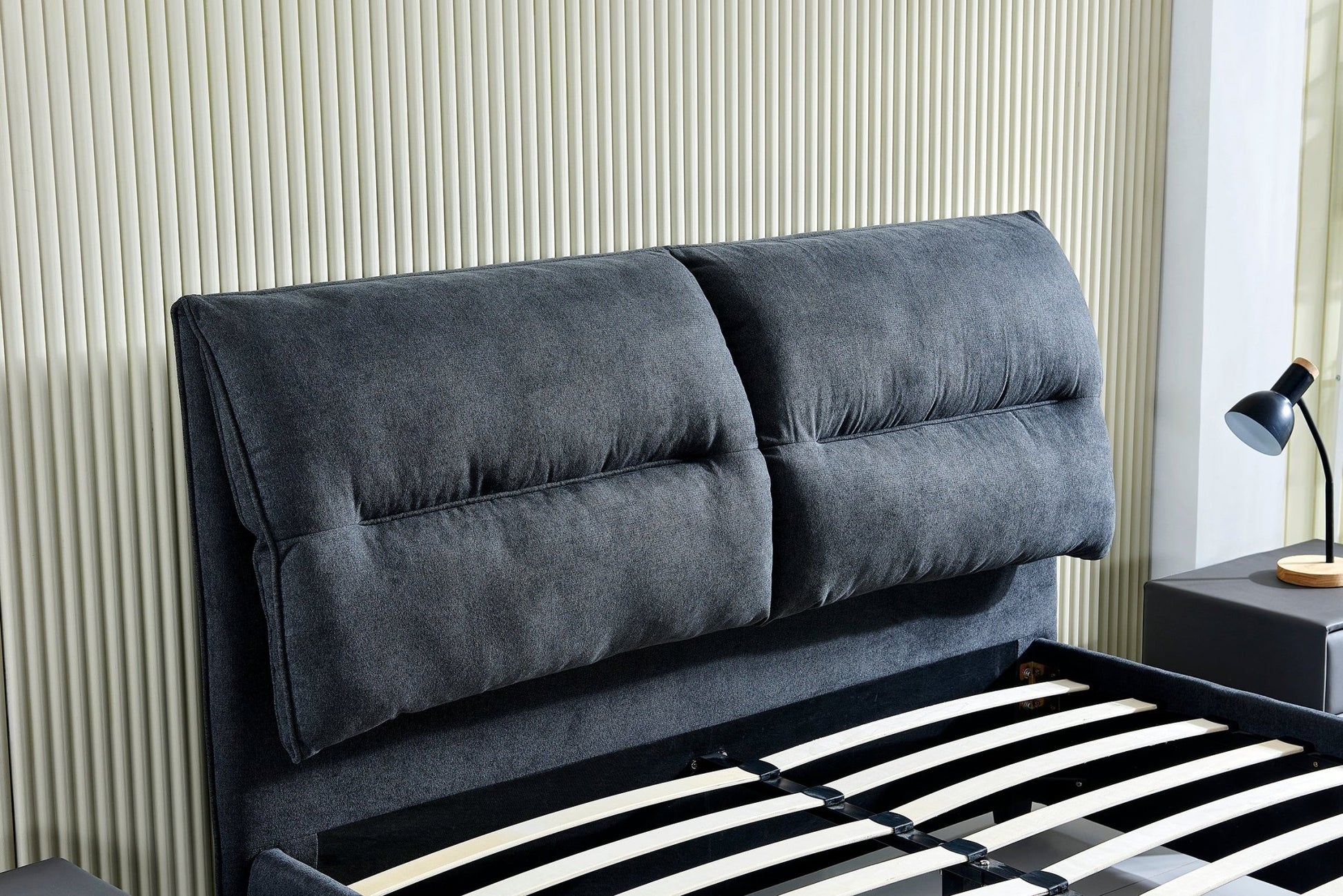 HF1612 Upholstered Bed Frame by Hibashi Furniture – handcrafted solid wood furniture made in India