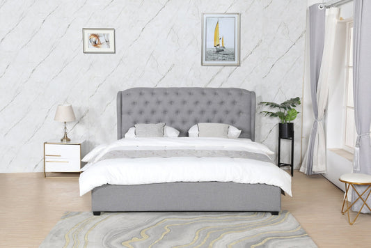 HF1801 Upholstered Bed Frame by Hibashi Furniture – handcrafted solid wood furniture made in India