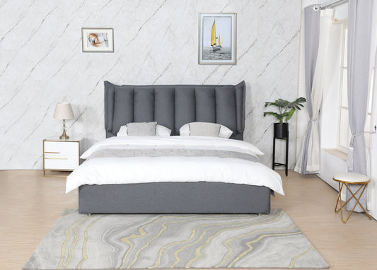 HF1802 Upholstered Bed Frame by Hibashi Furniture – handcrafted solid wood furniture made in India