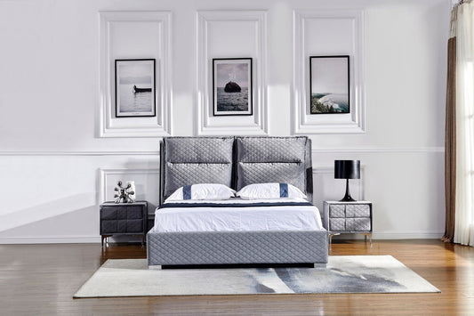 HF1805 Upholstered Bed Frame by Hibashi Furniture – handcrafted solid wood furniture made in India