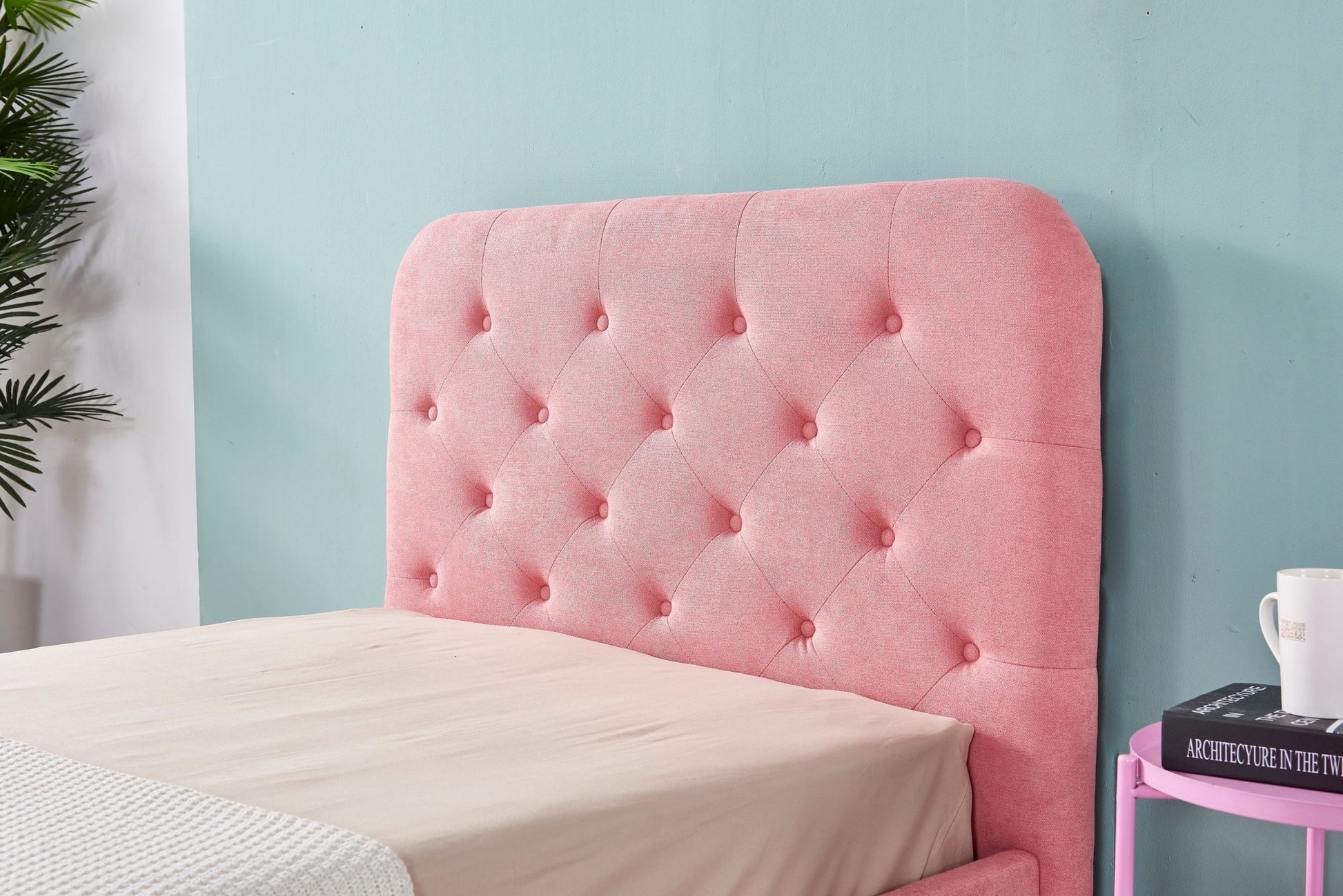 HF1890 Upholstered Bed Frame by Hibashi Furniture – handcrafted solid wood furniture made in India