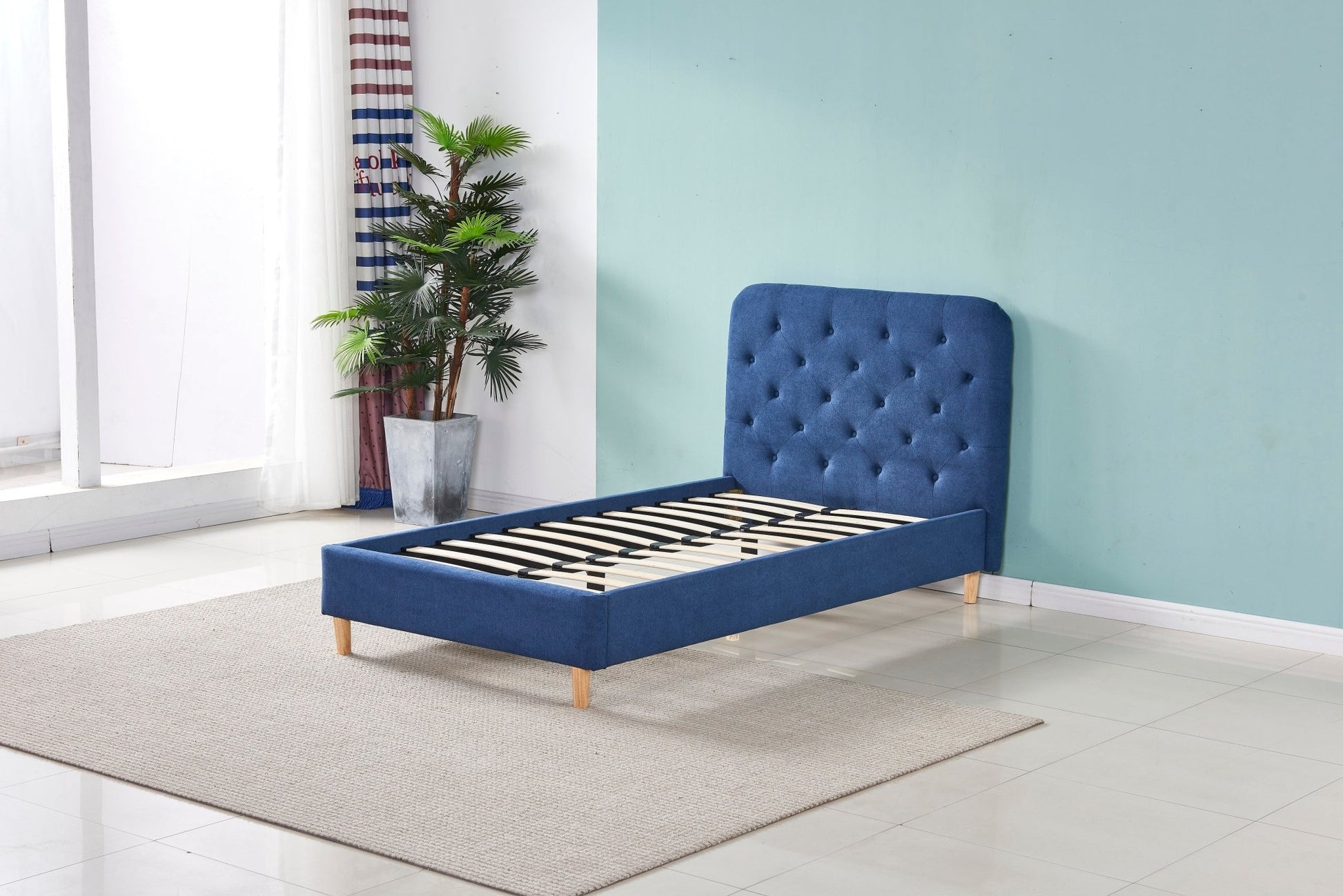 HF1890 Upholstered Bed Frame by Hibashi Furniture – handcrafted solid wood furniture made in India