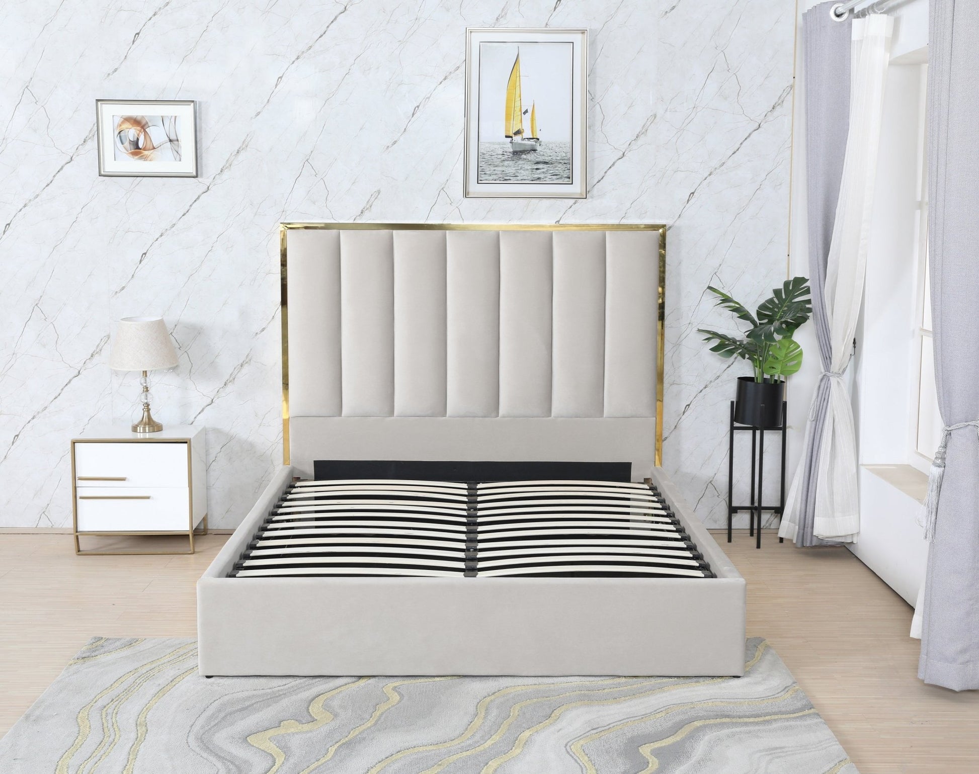 HF1901 Upholstered Bed Frame – handcrafted solid wood furniture