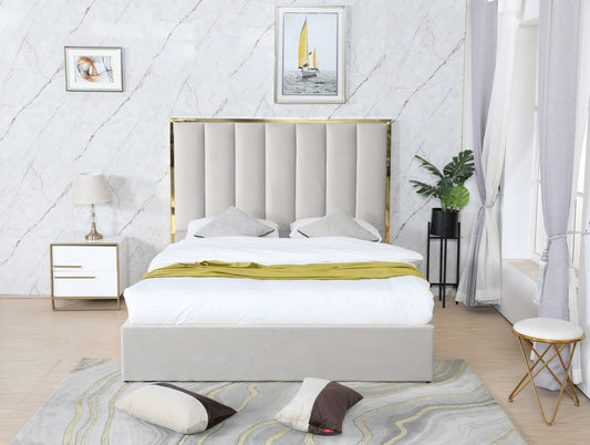 HF1901 Upholstered Bed Frame by Hibashi Furniture – handcrafted solid wood furniture made in India