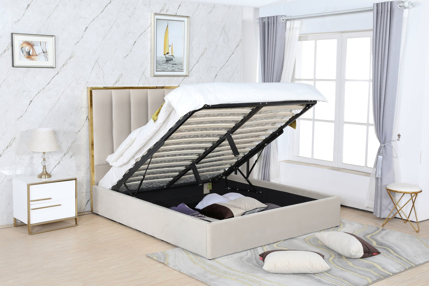 HF1901 Upholstered Bed Frame – handcrafted solid wood furniture