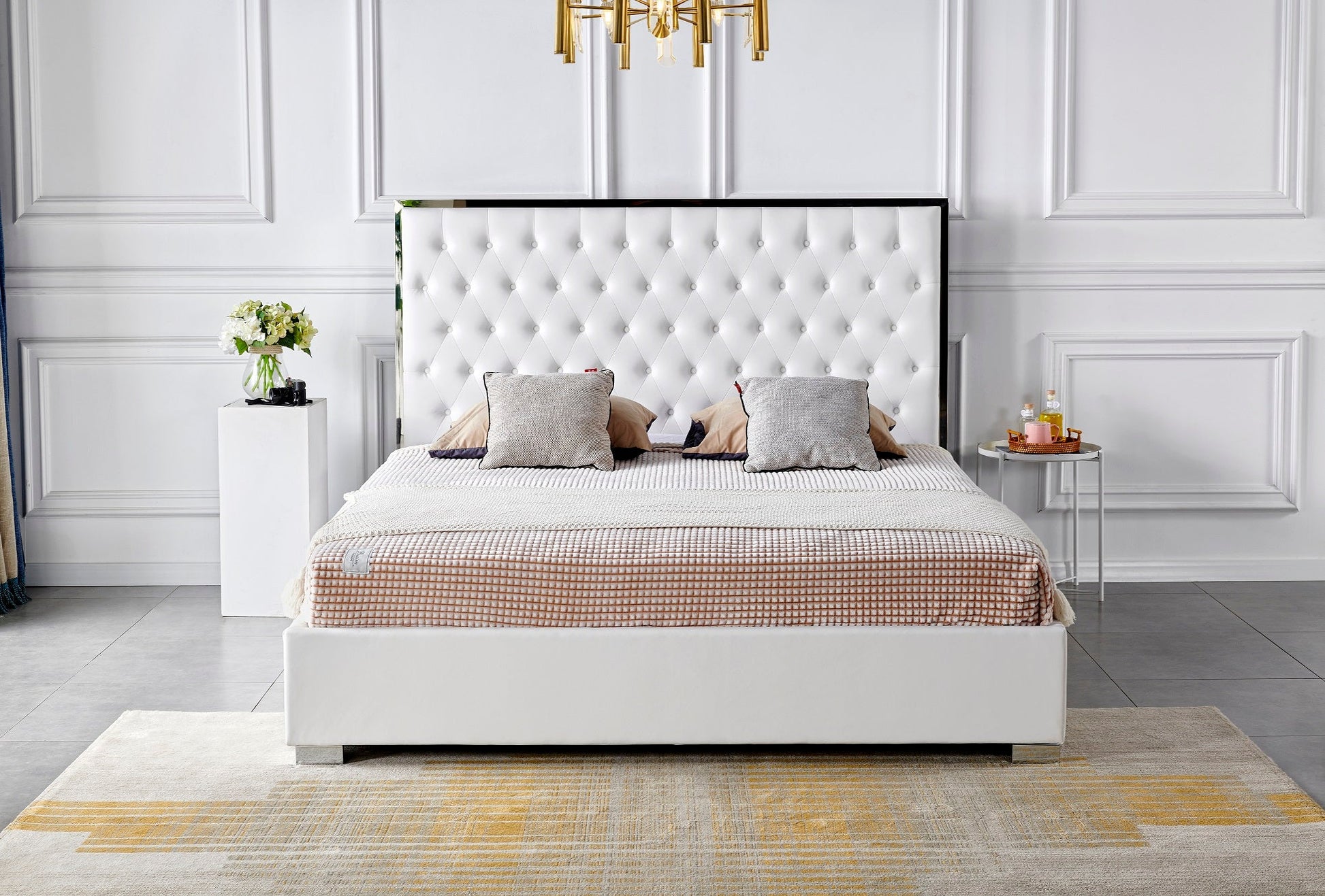 HF1910 Upholstered Bed Frame by Hibashi Furniture – handcrafted solid wood furniture made in India