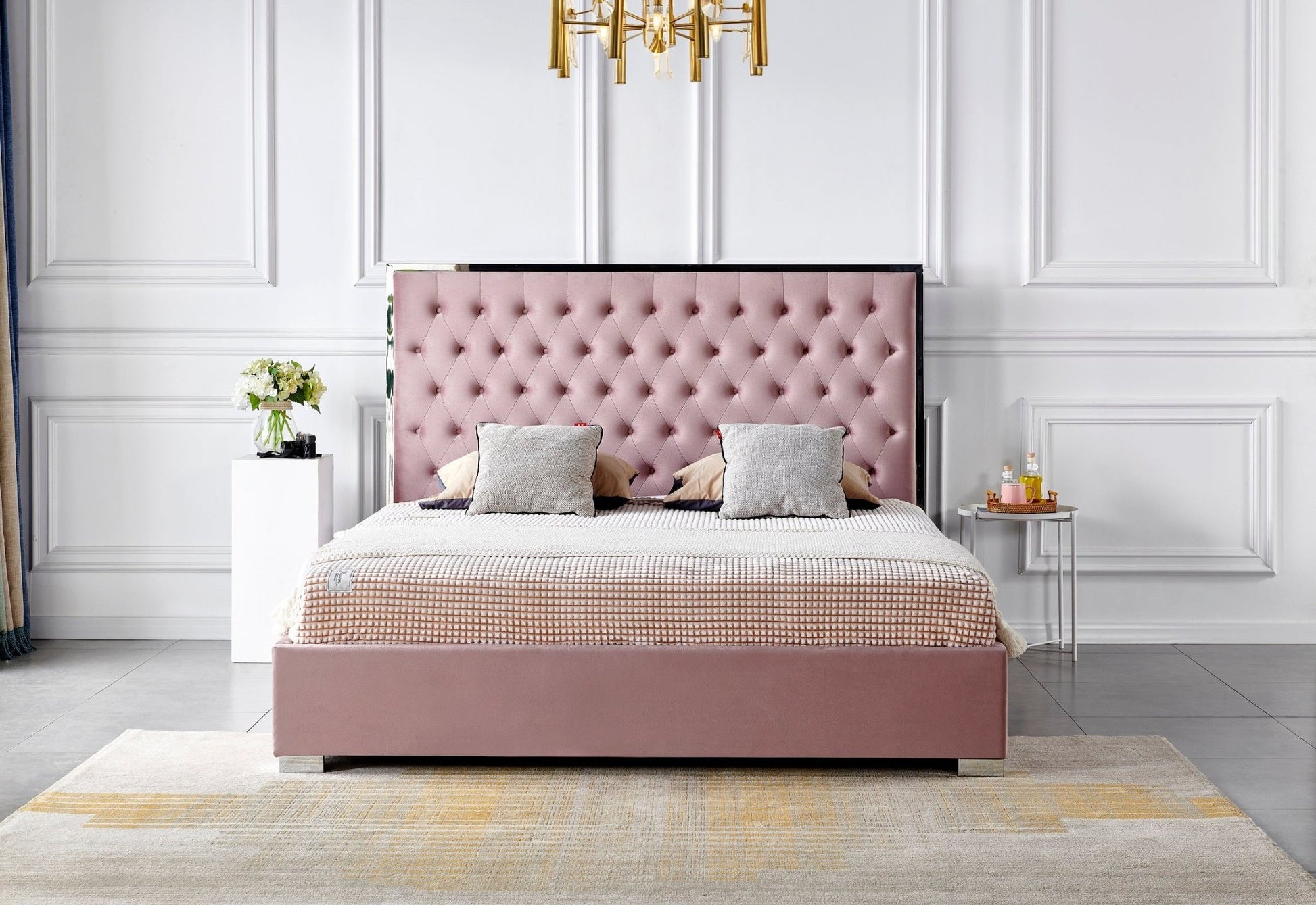 HF1910 Upholstered Bed Frame by Hibashi Furniture – handcrafted solid wood furniture made in India