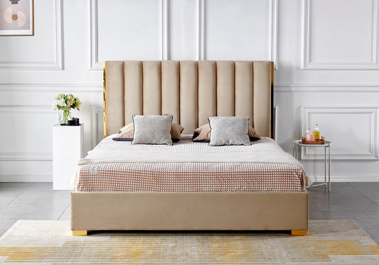 HF2002 Upholstered Bed Frame by Hibashi Furniture – handcrafted solid wood furniture made in India