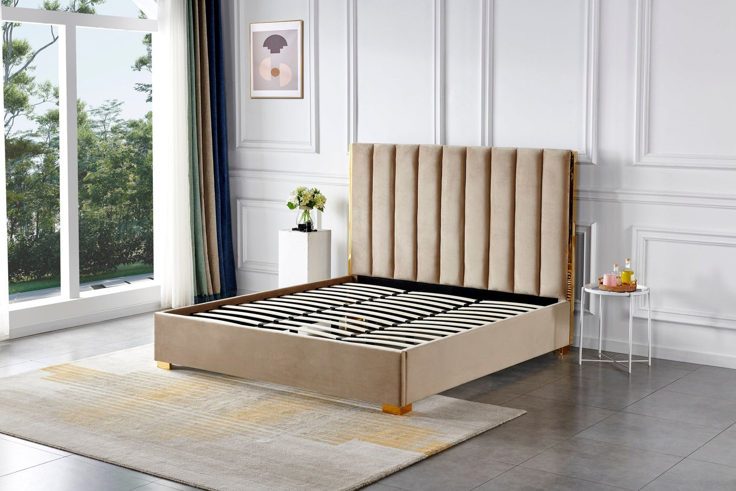 HF2002 Upholstered Bed Frame by Hibashi Furniture – handcrafted solid wood furniture made in India