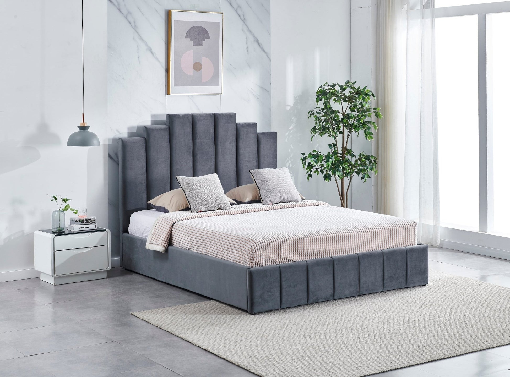 HF2003 Upholstered Bed Frame by Hibashi Furniture – handcrafted solid wood furniture made in India