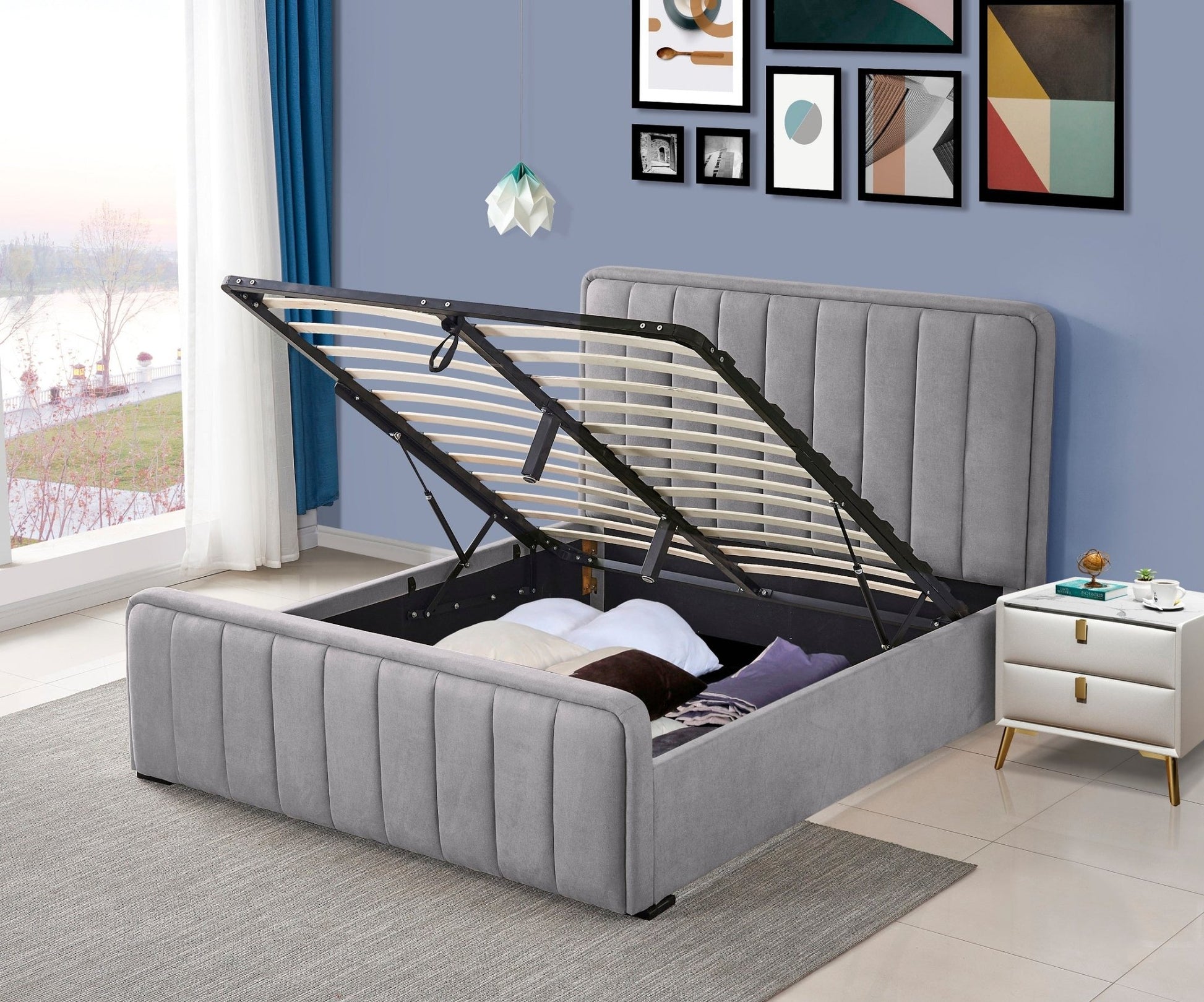 HF2012 Upholstered Bed Frame by Hibashi Furniture – handcrafted solid wood furniture made in India