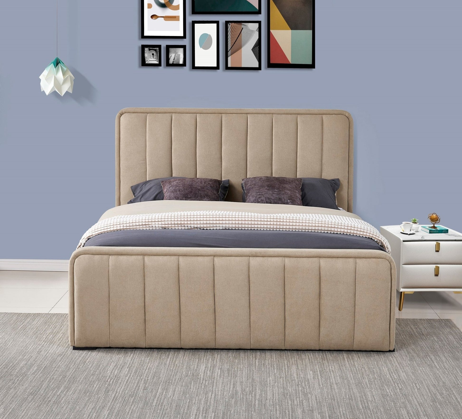 HF2012 Upholstered Bed Frame by Hibashi Furniture – handcrafted solid wood furniture made in India