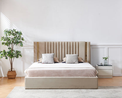 HF2110 Upholstered Bed Frame by Hibashi Furniture – handcrafted solid wood furniture made in India