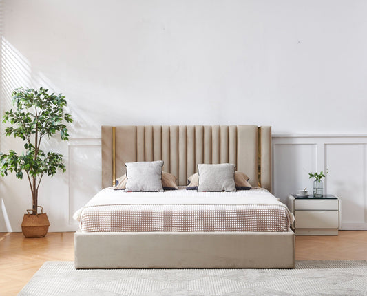 HF2110 Upholstered Bed Frame by Hibashi Furniture – handcrafted solid wood furniture made in India