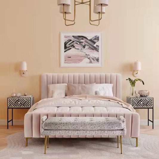 HF2202 Upholstered Bed Frame by Hibashi Furniture – handcrafted solid wood furniture made in India