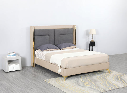 HF2203 Upholstered Bed Frame by Hibashi Furniture – handcrafted solid wood furniture made in India