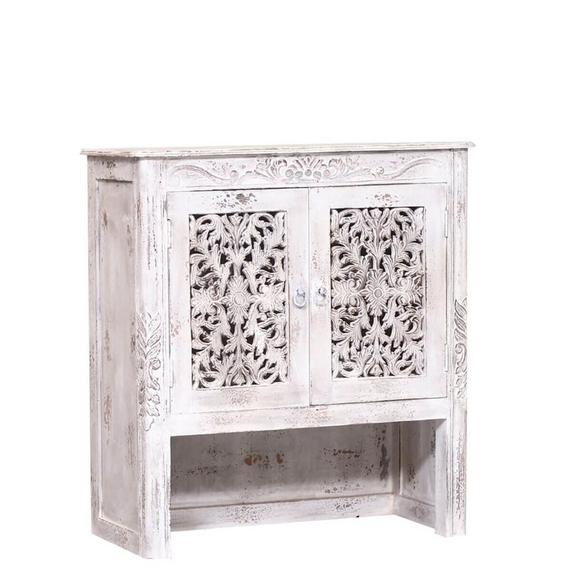 SILANG Hand Carved Solid Wood Storage Cabinet With Doors