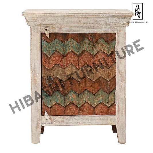 Hopefield Solid Wood White Distressed Bedside Table