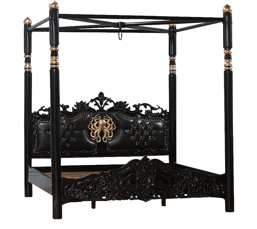 Huni Solid Mango Wood Hand Carved Bed – handcrafted solid wood furniture