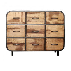 MILLER Industrial Timber Iron Chest of Drawers