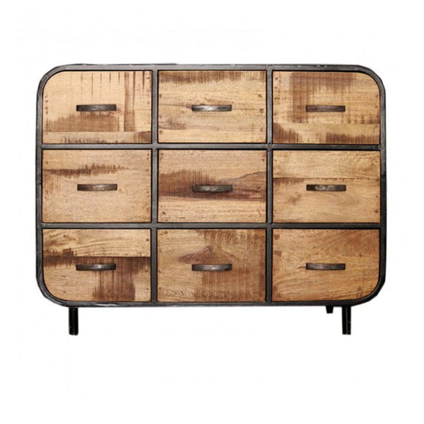 MILLER Industrial Timber Iron Chest of Drawers