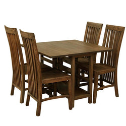 Boston Indian Solid Wood Drop Leaf Dining Table And Chair Set