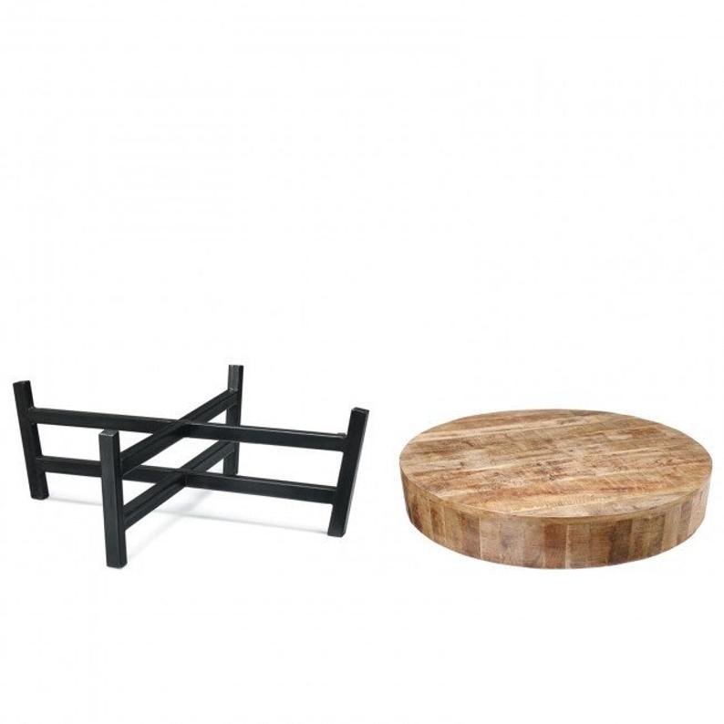 Mesa de centro con patas de metal y madera BARN