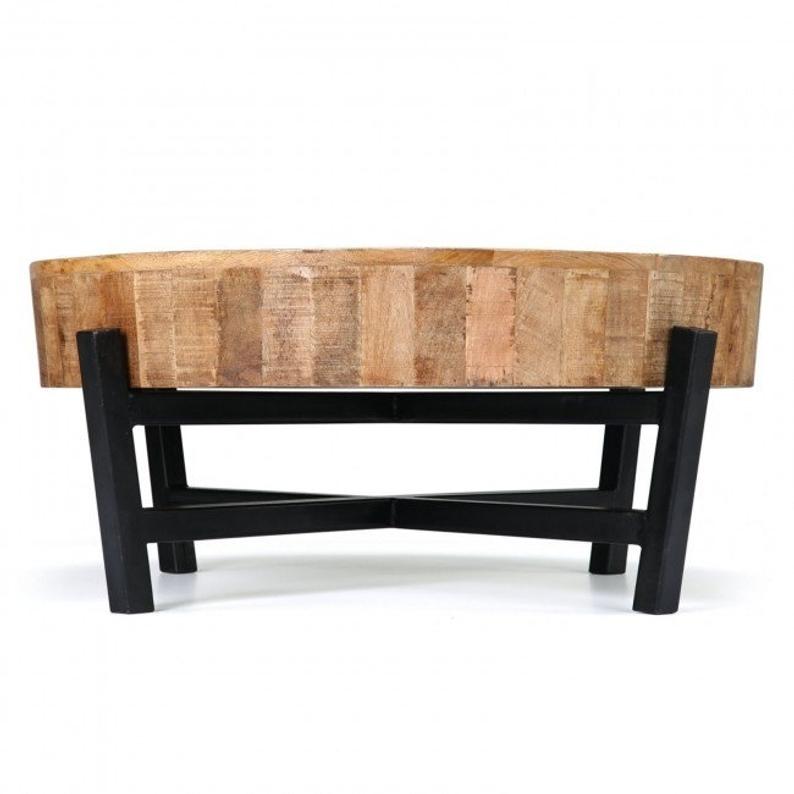 Mesa de centro con patas de metal y madera BARN