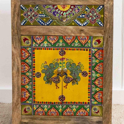 Hand Painted Wooden Bedside Table and Cabinet