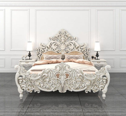 Bonita Indian Hand Carved Solid Mango Wood Bed